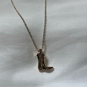 Gold cowboy boot necklace